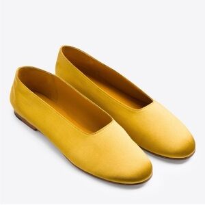 VINCE Satin Maxwell Ballet Flats in Canary Yellow Size 8